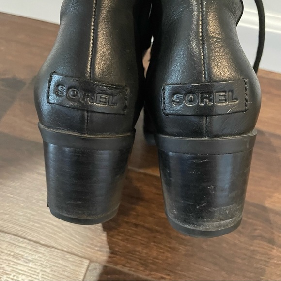 Sorel Cate Lace Up Lug Sole Moto Boots in Black 8.5 - Picture 7 of 13